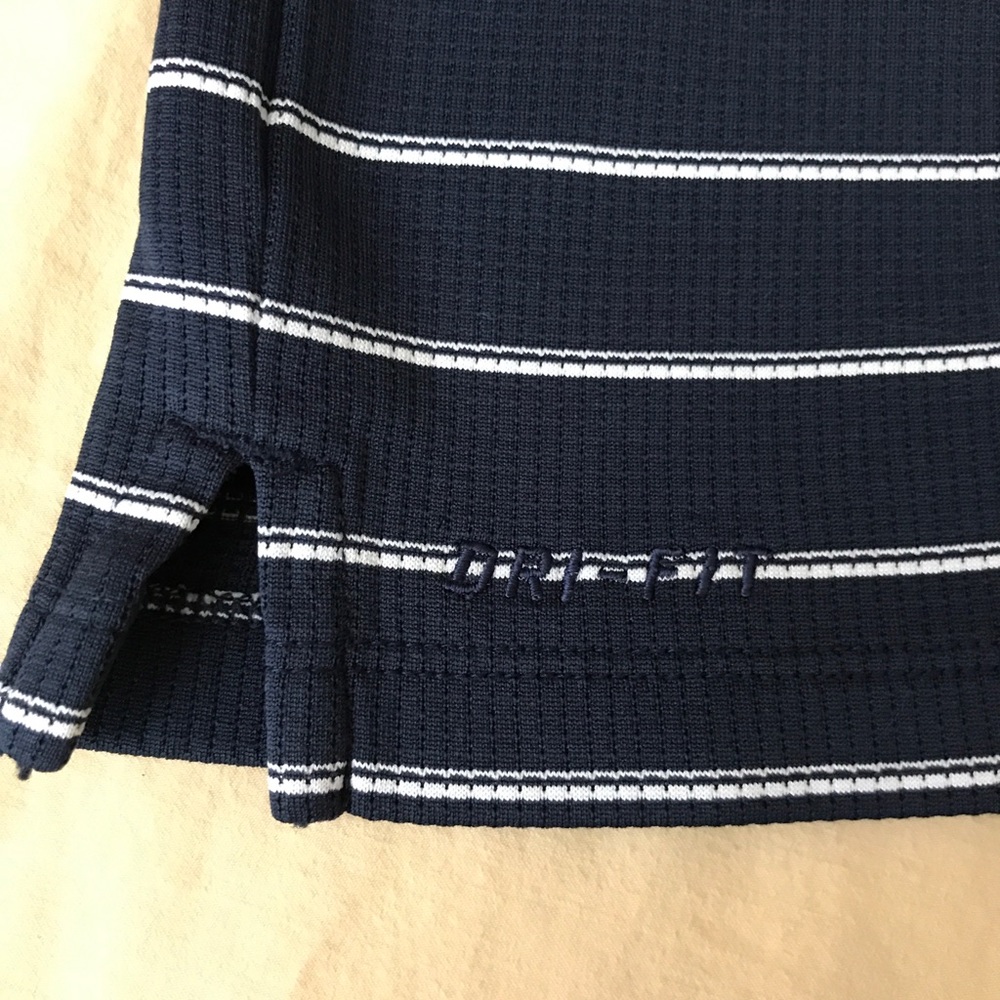Nike Dri-Fit Polo Mens XL Shirt Blue White Stripes Short Sleeve - Picture 8 of 9